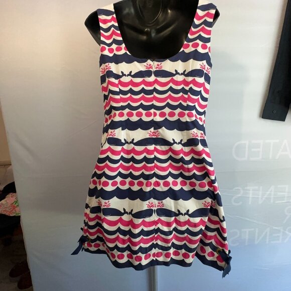 Lilly Pulitzer Delia Resort Whales and Waves Sleeveless Shift Dress Size 4 - Picture 11 of 15